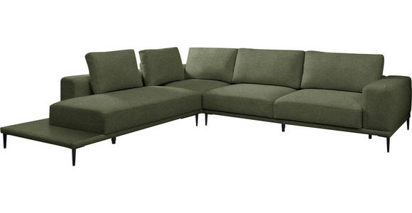 ECKSOFA  in Leinwand Grün  271/318 cm  - Schwarz/Grün, Design, Textil/Metall (271/318cm) - Belluti