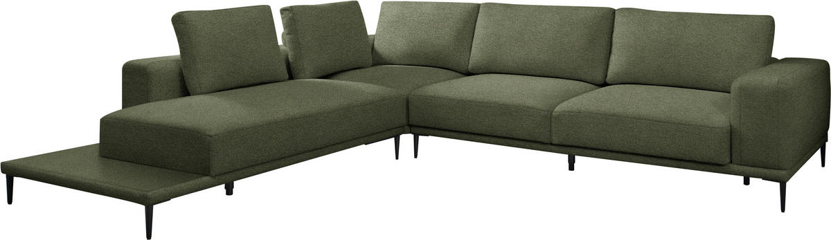 ECKSOFA  in Leinwand Grün  271/318 cm  - Schwarz/Grün, Design, Textil/Metall (271/318cm) - Belluti