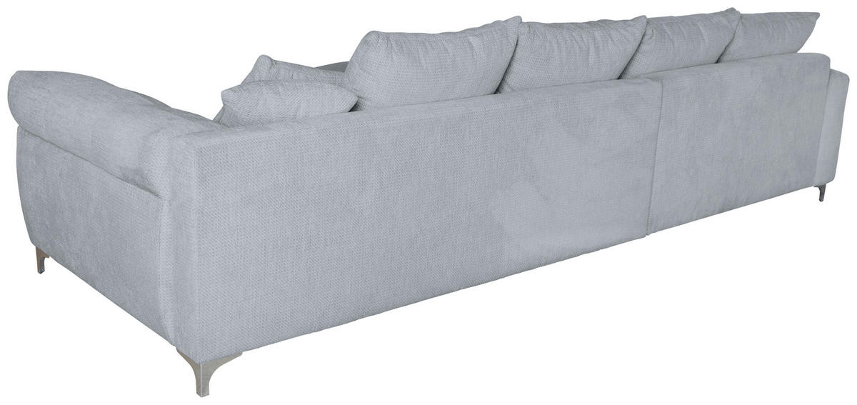 ECKSOFA Silberfarben Chenille  - Chromfarben/Silberfarben, KONVENTIONELL, Textil/Metall (227/329cm) - Carryhome