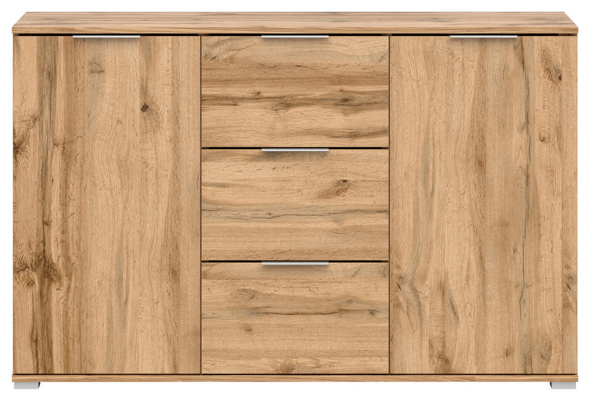 KOMMODE  in 135/86/41 cm  - Eiche Wotan/Silberfarben, Design, Holzwerkstoff/Kunststoff (135/86/41cm)