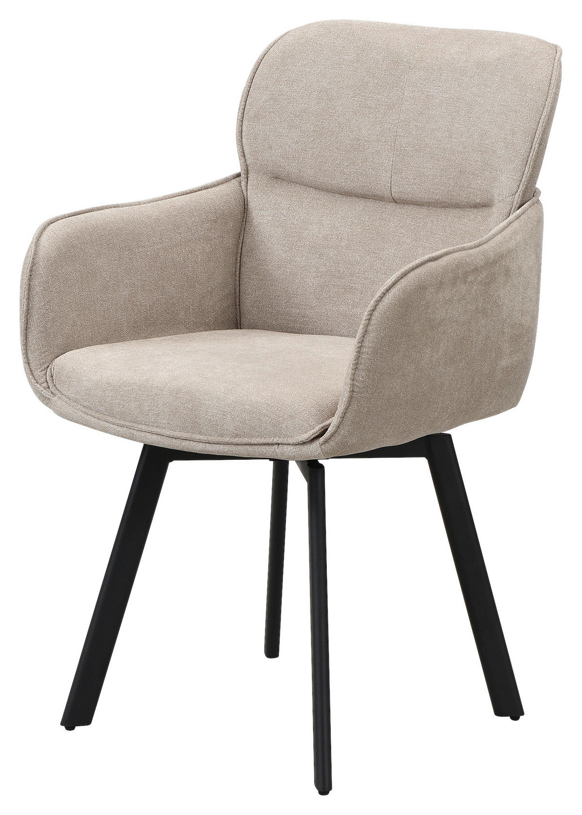 STUHL-SET Webstoff Schwarz, Taupe  - Taupe/Schwarz, MODERN, Textil/Metall (61/90/63cm) - MID.YOU