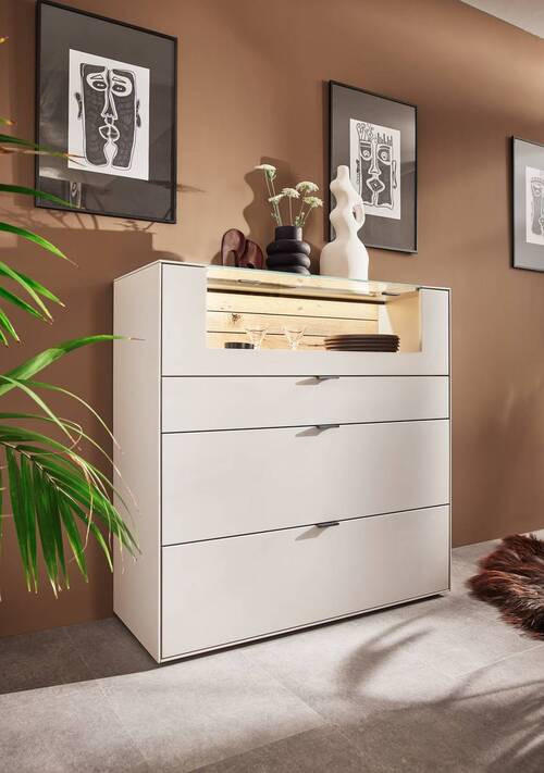 HIGHBOARD Weiß  121,9/121,5/45,2 cm  - Schwarz/Weiß, Design, Glas/Holz (121,9/121,5/45,2cm) - Dieter Knoll