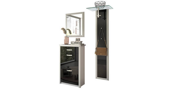 GARDEROBE 3-teilig in 130/195/36 cm - Schwarz/Alufarben, Design, Glas/Holzwerkstoff (130/195/36cm) - Dieter Knoll