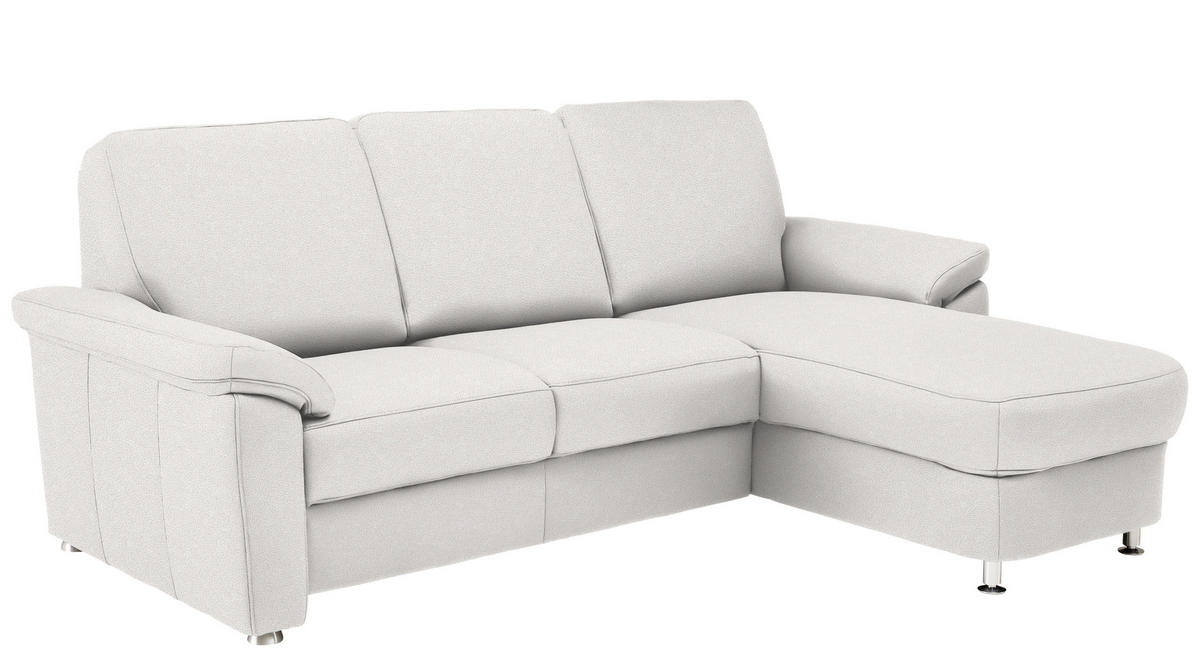 ECKSOFA in Flachgewebe Creme  - Chromfarben/Creme, Konventionell, Textil/Metall (250/163cm) - Beldomo System