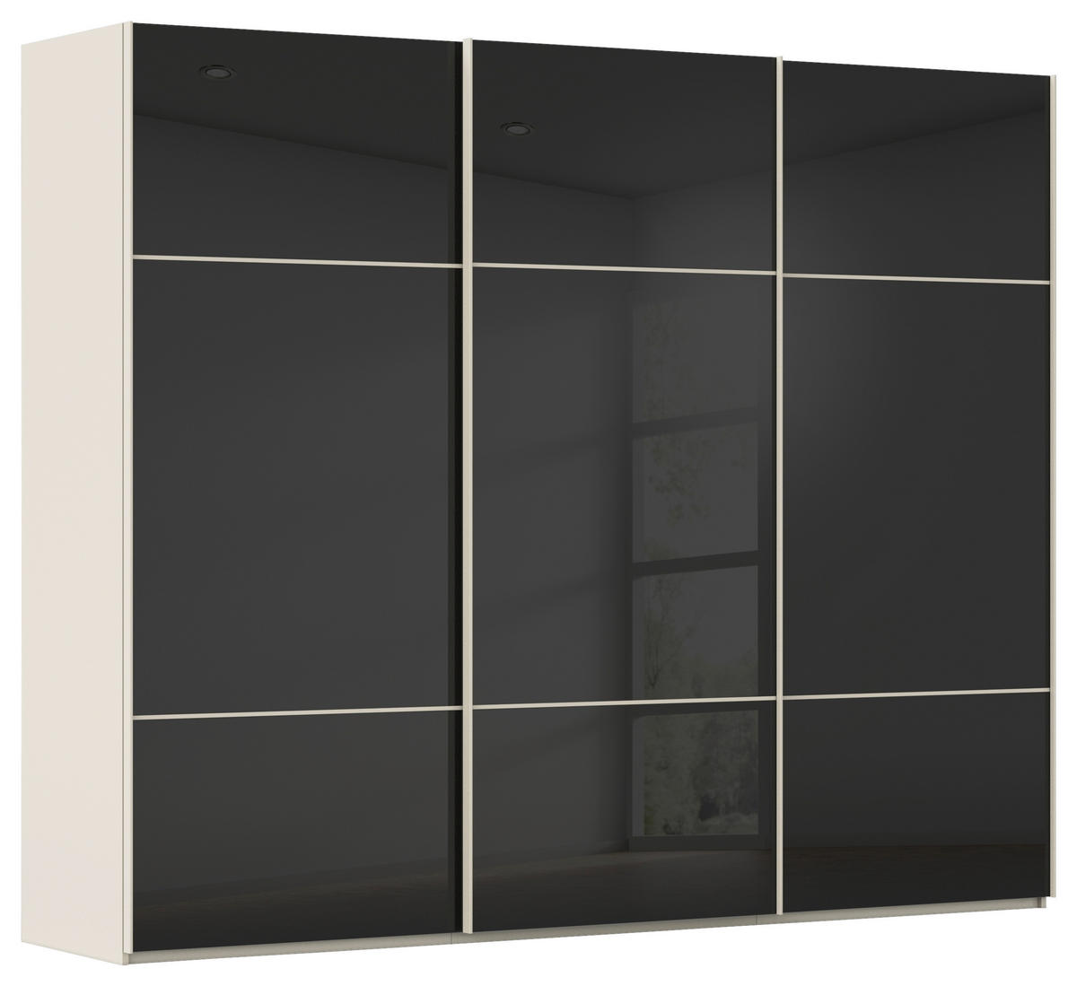 SCHWEBETÜRENSCHRANK 301/223/68 cm 3-türig Schwarz, Champagner  - Champagner/Schwarz, KONVENTIONELL, Glas/Holzwerkstoff (301/223/68cm) - Novel