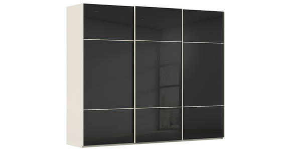 SCHWEBETÜRENSCHRANK in Schwarz, Champagner - Champagner/Schwarz, KONVENTIONELL, Glas/Holzwerkstoff (242/223/68cm) - Novel