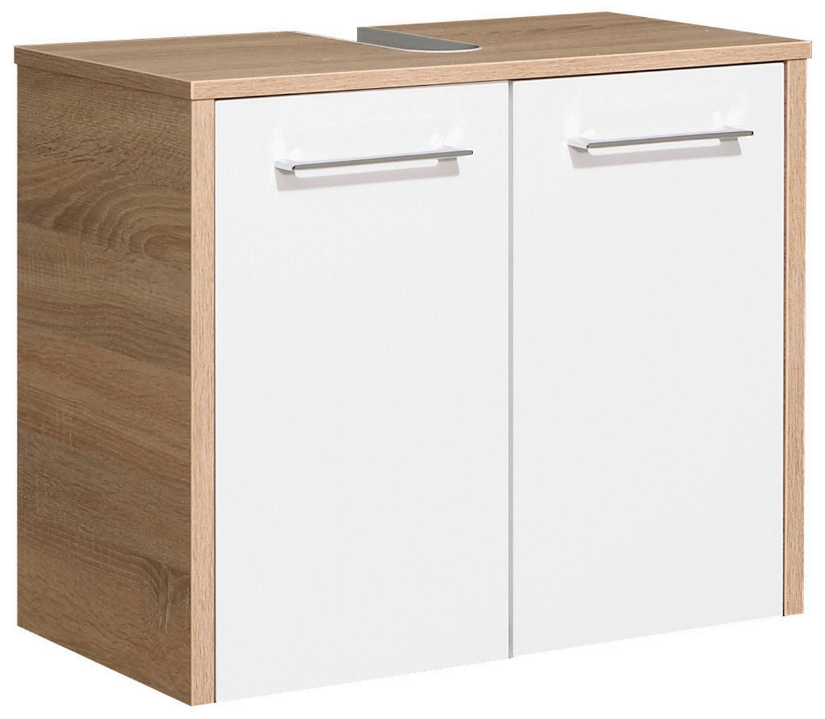 WASCHBECKENUNTERSCHRANK 65/53/33 cm  - Chromfarben/Eichefarben, Design, Holzwerkstoff/Metall (65/53/33cm) - Xora