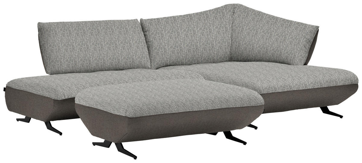 ECKSOFA in Webstoff, Struktur Blau, Sandfarben  - Sandfarben/Blau, Design, Textil/Metall (265/172cm) - Joop!