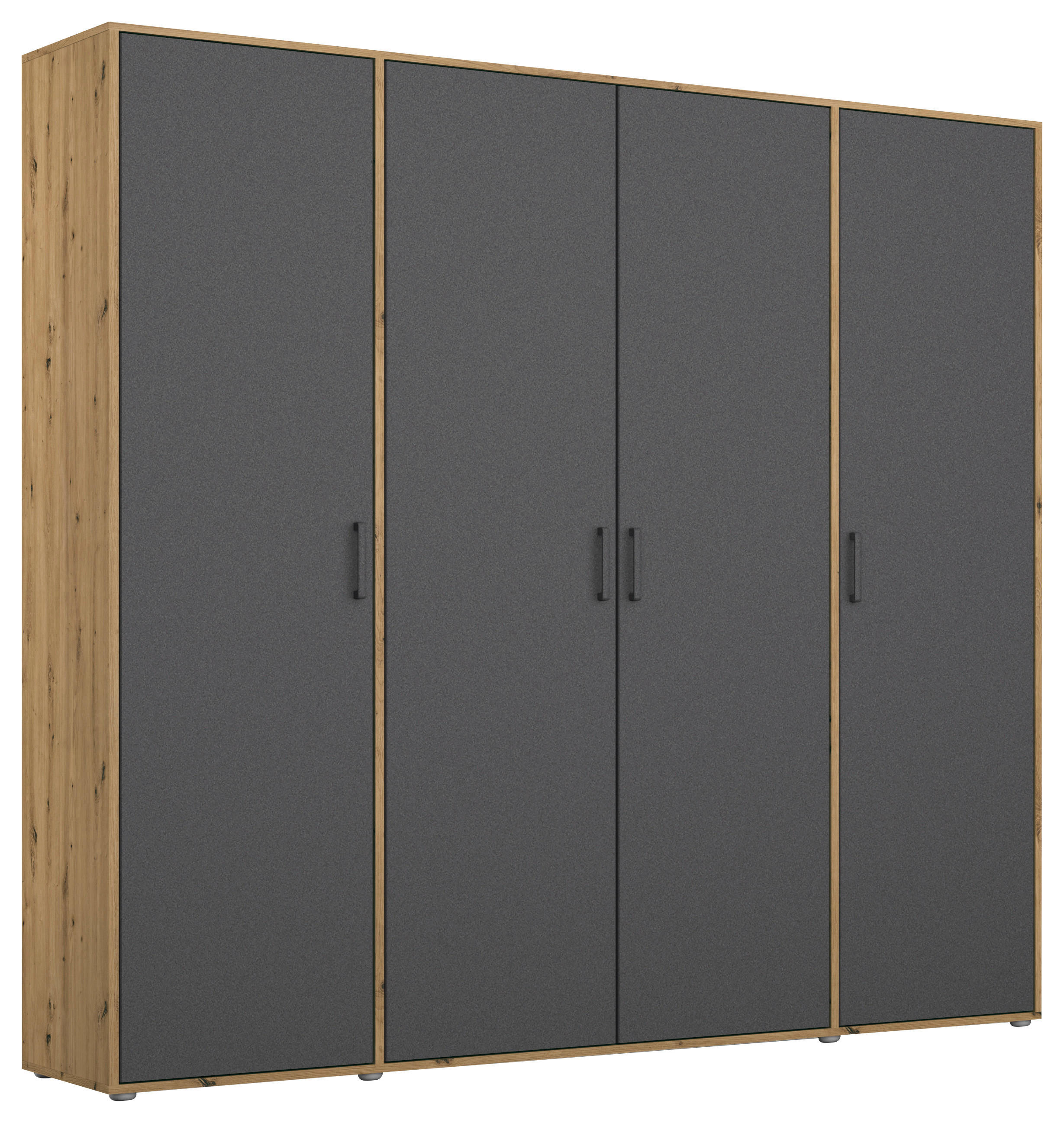DREHTÜRENSCHRANK 187/194/53 cm 4-türig Eiche Artisan, Grau  - Eiche Artisan/Grau, MODERN, Holzwerkstoff/Kunststoff (187/194/53cm) - Rauch Möbel