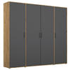 DREHTÜRENSCHRANK 187/194/53 cm 4-türig Eiche Artisan, Grau  - Eiche Artisan/Grau, MODERN, Holzwerkstoff/Kunststoff (187/194/53cm) - Rauch Möbel