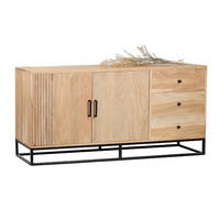 SIDEBOARD  in 160/80/42 cm  - Schwarz/Naturfarben, Design, Holz/Metall (160/80/42cm) - Livetastic