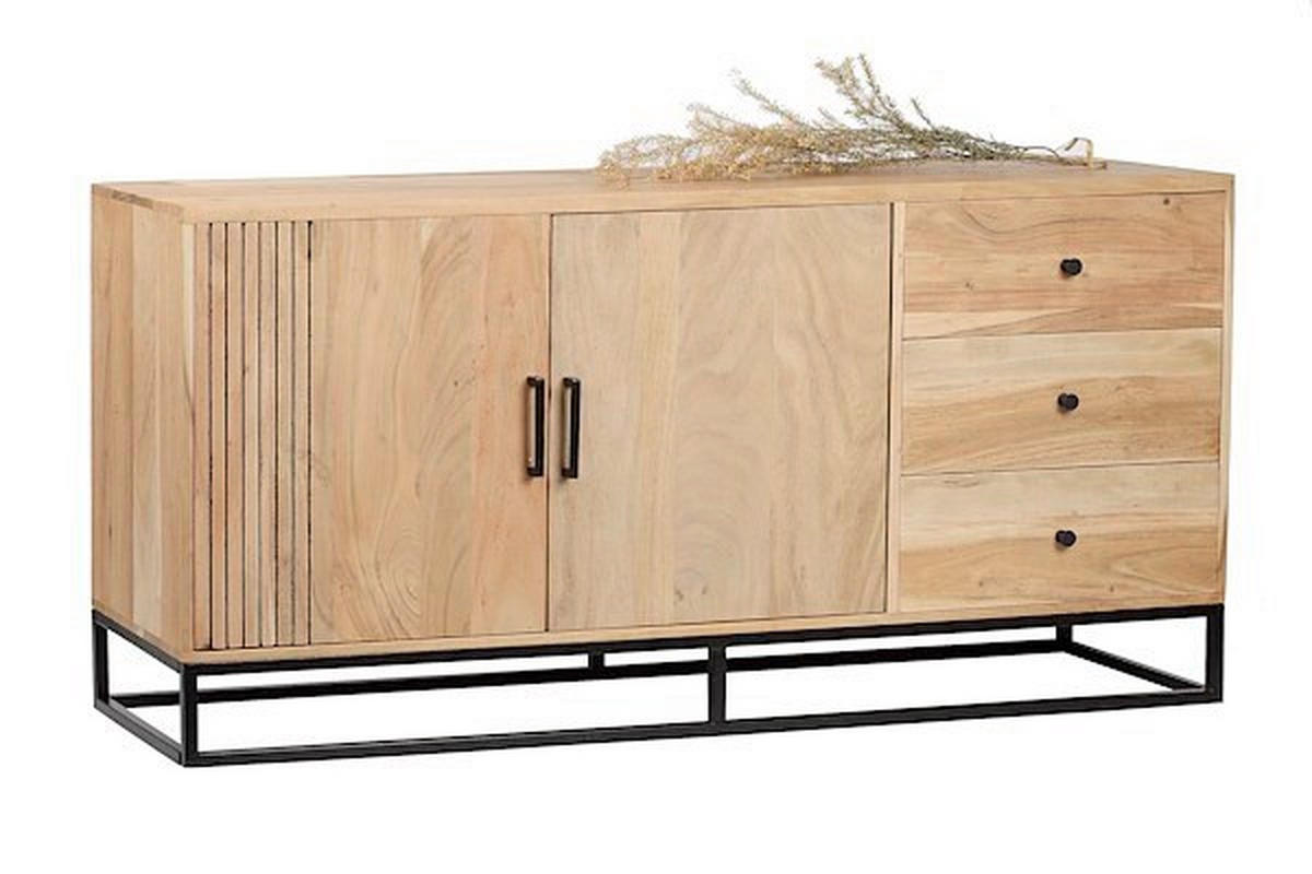SIDEBOARD  in 160/80/42 cm  - Schwarz/Naturfarben, Design, Holz/Metall (160/80/42cm) - Livetastic
