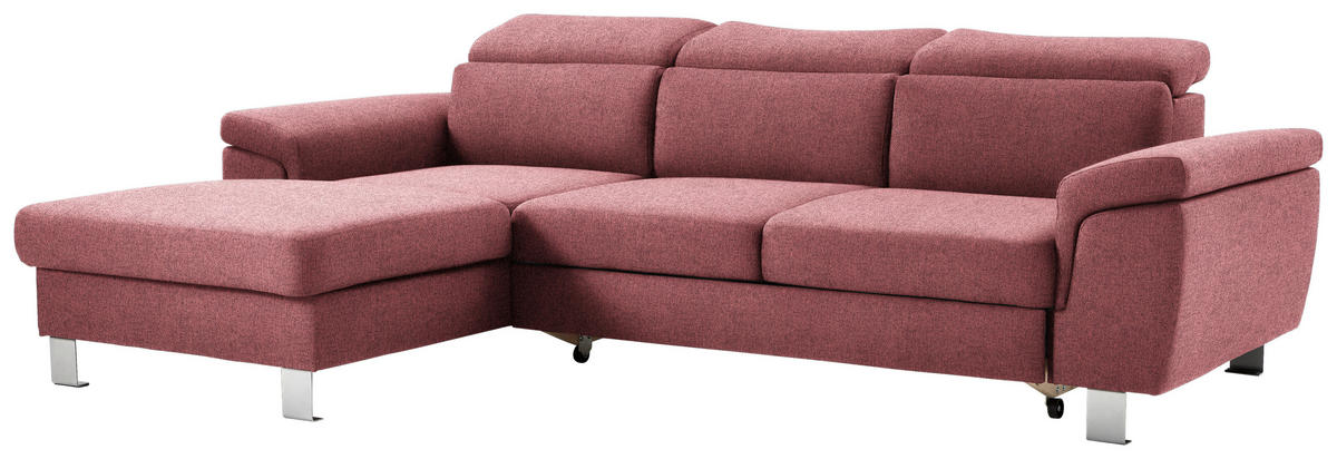 ECKSOFA in Webstoff Hellrot  - Hellrot/Silberfarben, Design, Textil/Metall (167/250cm) - Xora