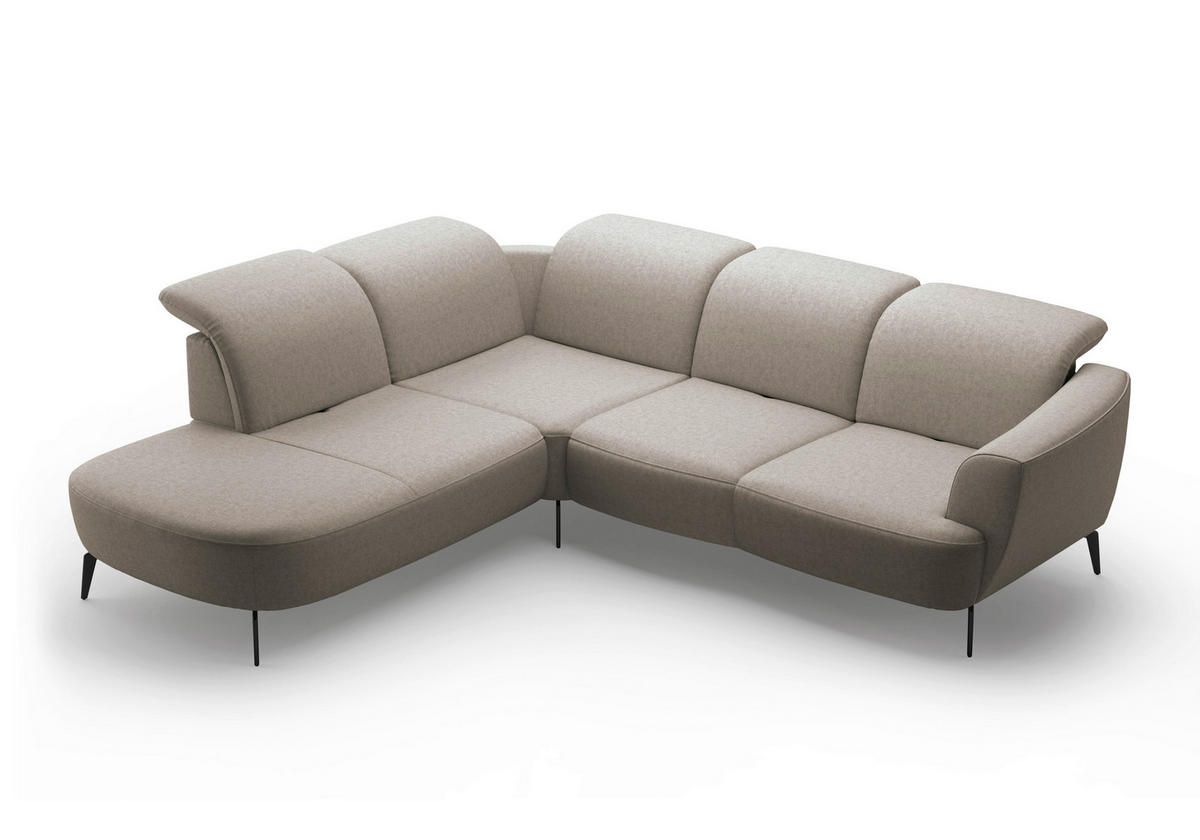 ECKSOFA Flachgewebe Taupe  - Taupe/Schwarz, Konventionell, Textil/Metall (267/300cm) - Sit & More