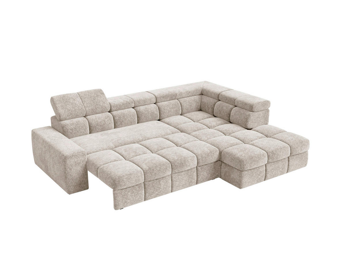 ECKSOFA  in Chenille Creme  - Creme/Schwarz, MODERN, Kunststoff/Textil (292/204cm) - Milino