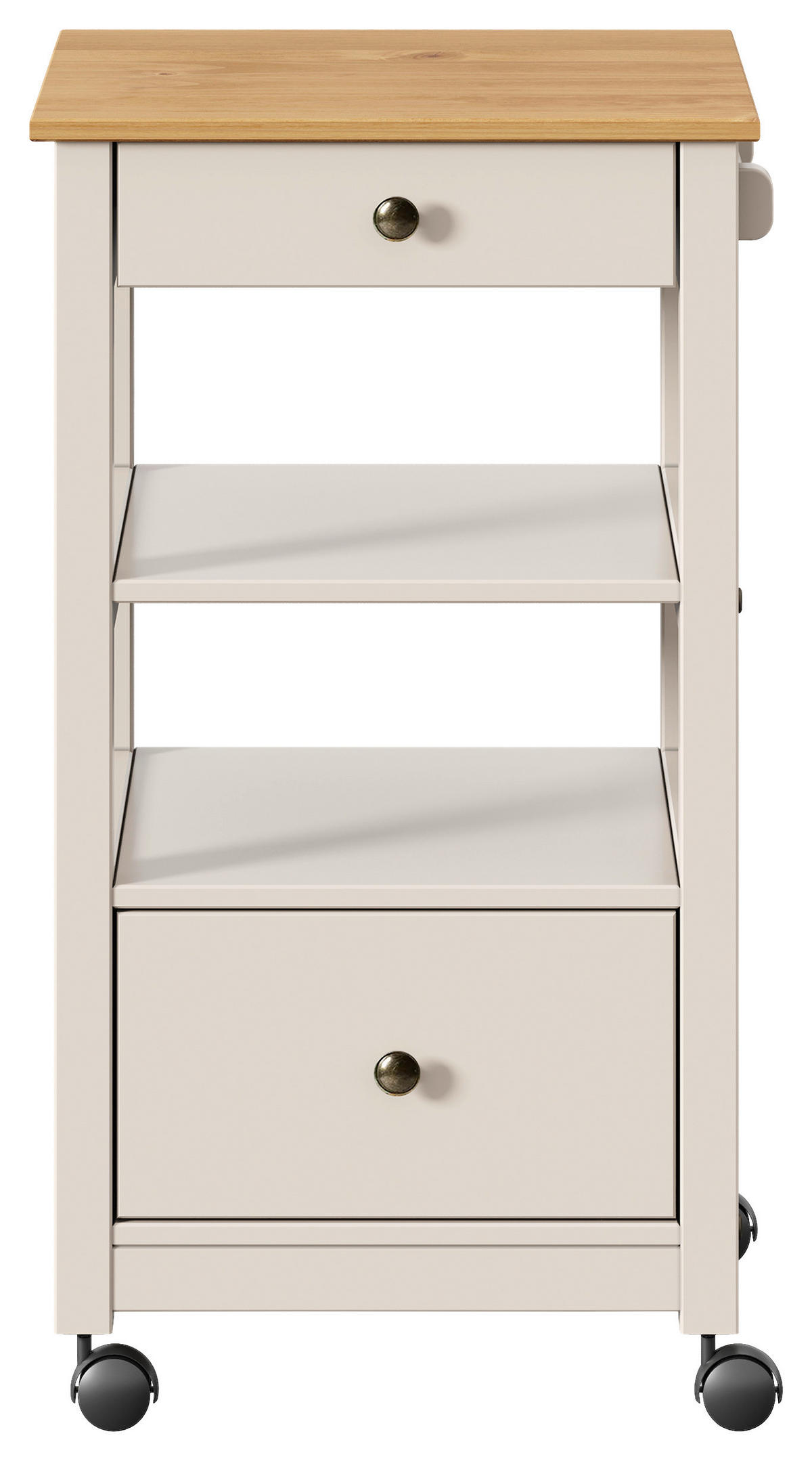 SERVIERWAGEN Pinie massiv Braun, Beige  - Beige/Zinkfarben, MODERN, Holz/Kunststoff (50/90,6/40cm) - Livetastic