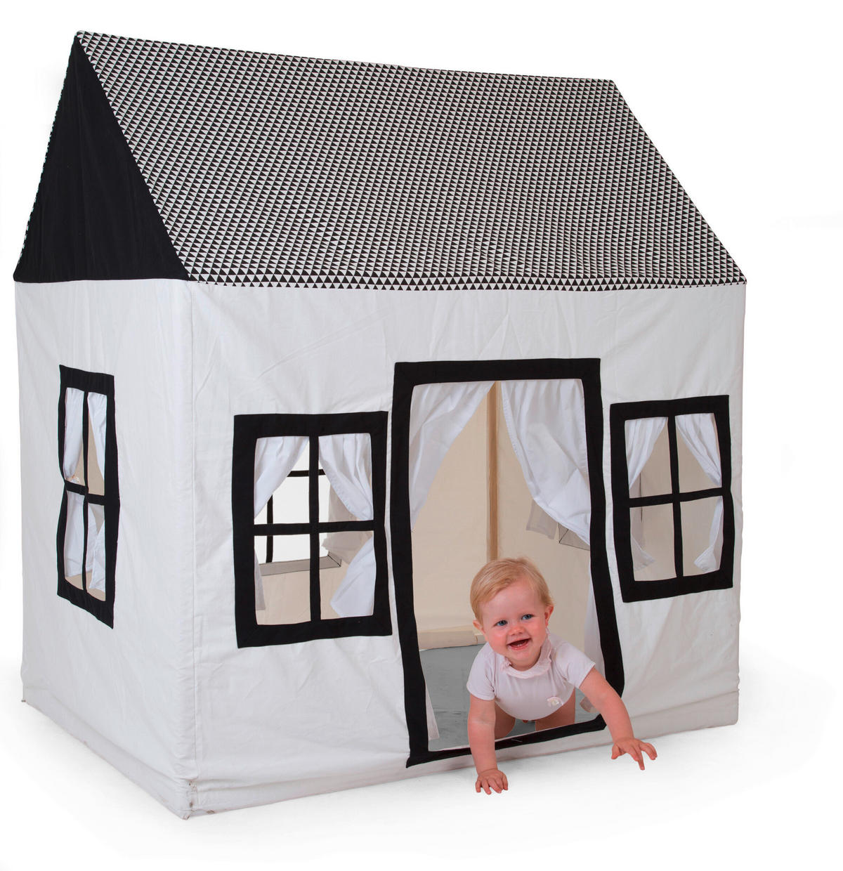 SPIELZELT - Schwarz/Weiß, Basics, Holz/Kunststoff (125/95/145cm) - Childhome