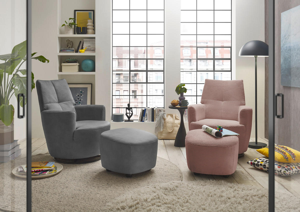 HOCKER Cord Rosa  - Schwarz/Rosa, Design, Kunststoff/Textil (54/41/57cm) - SetOne by Musterring