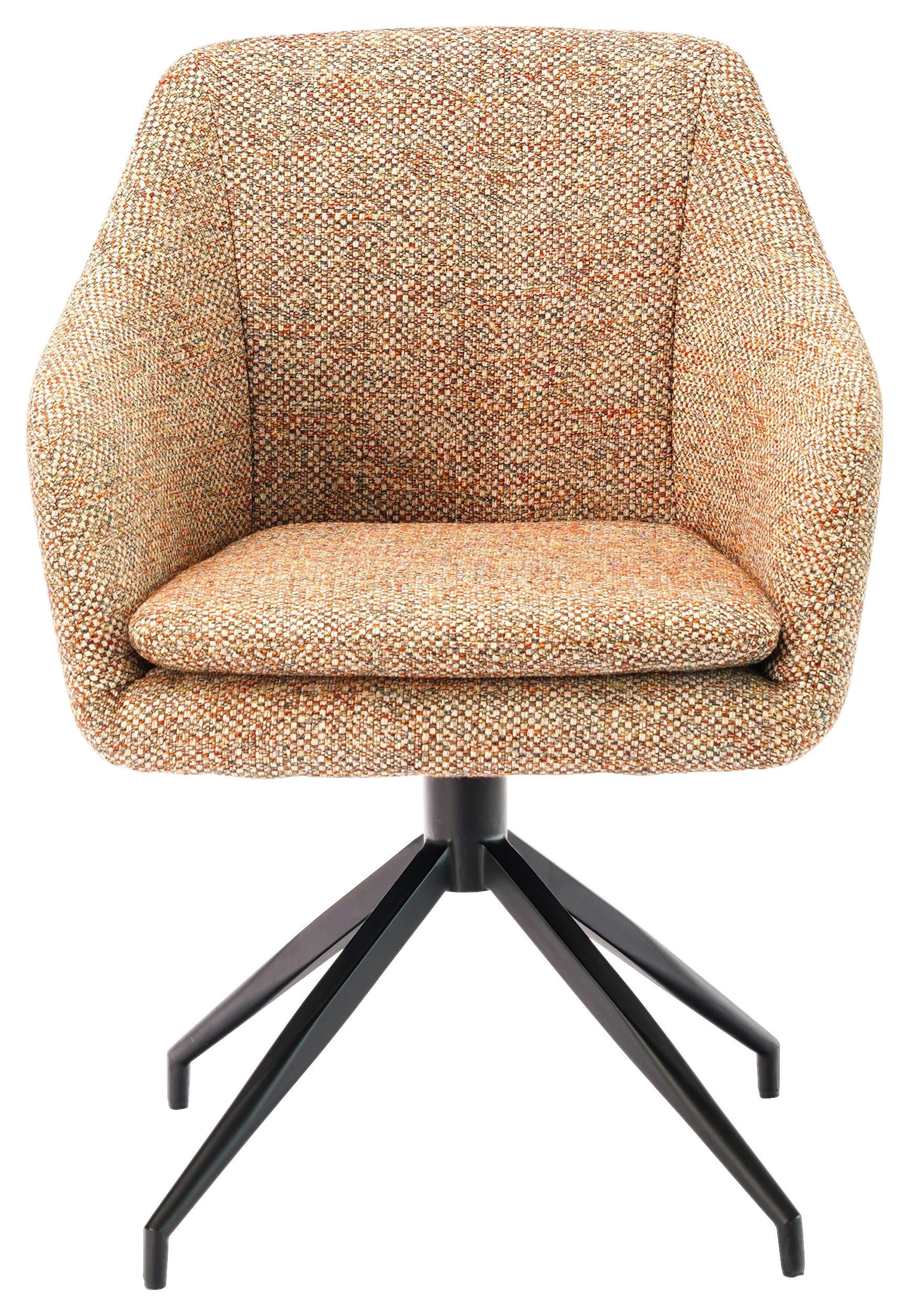 ARMLEHNSTUHL  in Eisen Webstoff  - Terracotta/Schwarz, Design, Textil/Metall (61/83/61,5cm) - Cassando