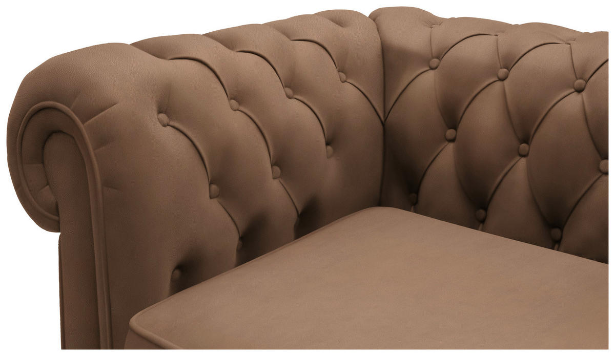 CHESTERFIELD-SOFA in Lederlook Braun  - Wengefarben/Braun, Lifestyle, Holz/Textil (206/76,5/96cm) - Landscape
