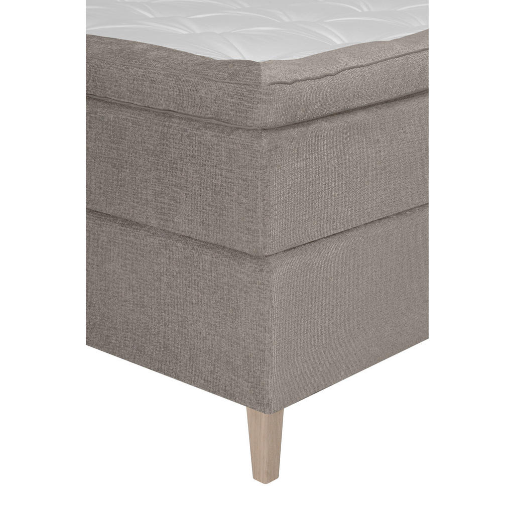 Thumbnail - Welnova Boxspringbett, Graubraun, Textil, Eiche, H4 + H5, 7-Zonen, Höhe ca. 19 cm, 140x200 cm, Matratze, gepolstertes Ko...