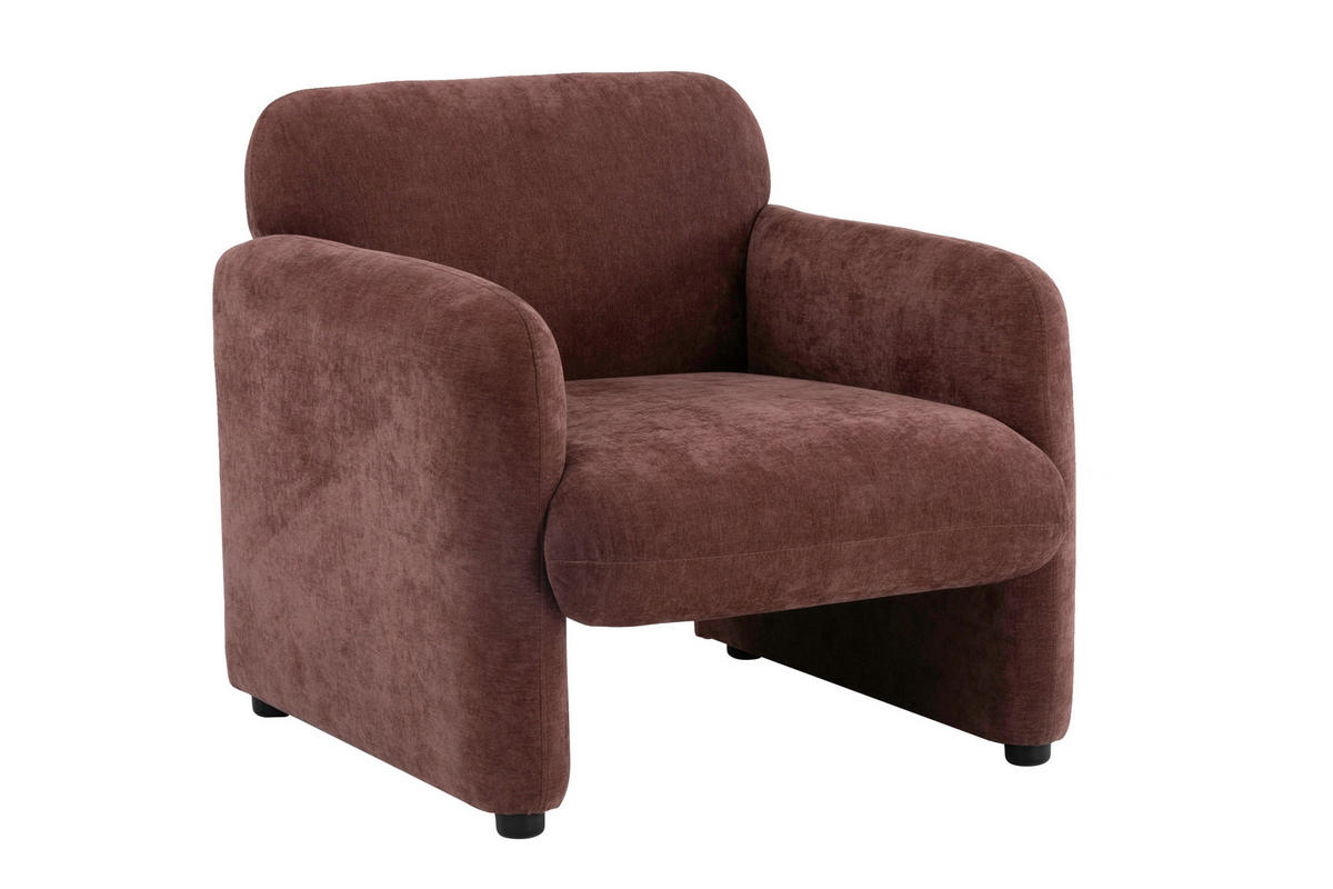 SESSEL in Samt Dunkelrot  - Schwarz/Dunkelrot, Design, Kunststoff/Textil (83/83/76cm) - MID.YOU