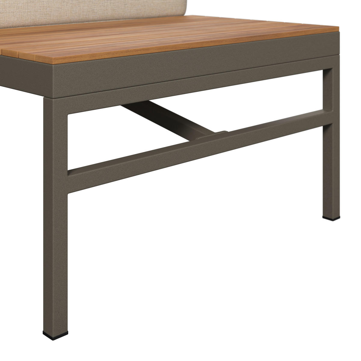 LOUNGEGARNITUR   57/35/57 cm Akazie vollmassiv Aluminium  - Beige/Beigebraun, MODERN, Holz/Textil (57/35/57cm) - Ambia Garden