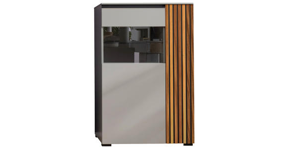 HIGHBOARD Nussbaumfarben, Schwarz, Greige 87/136/45 cm - Greige/Nussbaumfarben, Design, Glas/Holz (87/136/45cm) - Moderano