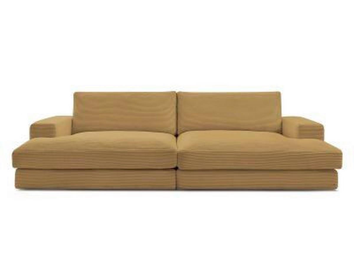 BIGSOFA LEONARD Cord Gelb  - Gelb/Schwarz, MODERN, Kunststoff/Textil (234/77/159cm)