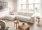 HUSSEN-WOHNLANDSCHAFT Creme  - Creme/Schwarz, LIFESTYLE, Kunststoff/Textil (190/332cm) - Pure Home Lifestyle