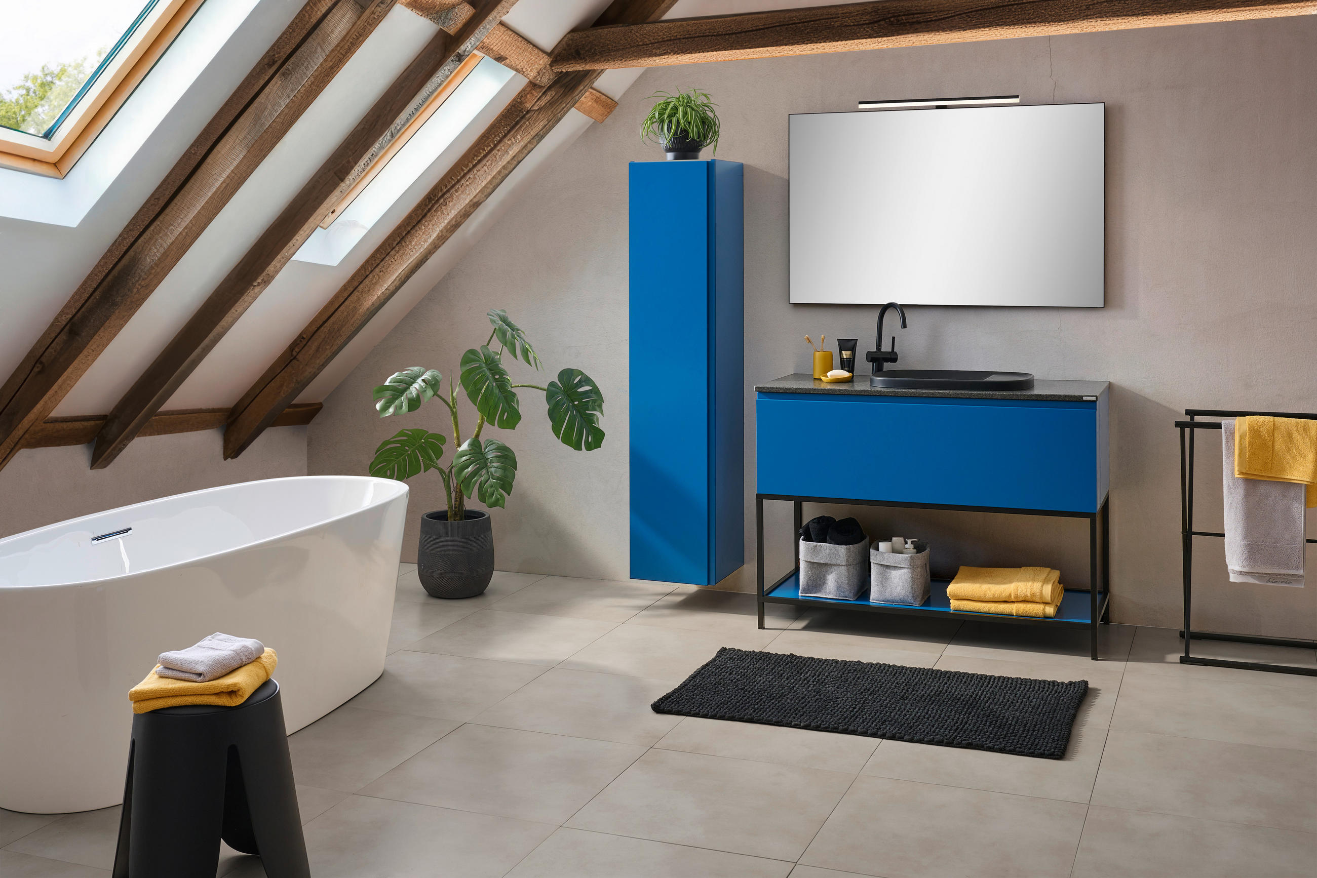 HOCHSCHRANK 35/162,5/37 cm  - Blau, Design, Glas/Holzwerkstoff (35/162,5/37cm) - Dieter Knoll