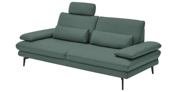 3-SITZER-SOFA in Leder Opal - Opal/Schwarz, Design, Leder/Metall (222/86/104cm) - Dieter Knoll