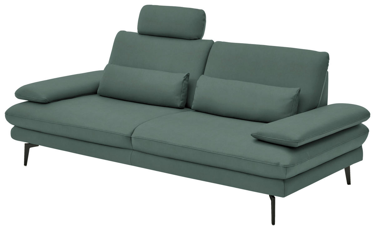 3-SITZER-SOFA in Echtleder Opal  - Opal/Schwarz, Design, Leder/Metall (222/86/104cm) - Dieter Knoll