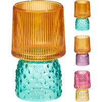 TEELICHTHALTER - Pink/Gelb, Design, Glas (7,8/12,8/7,8cm)