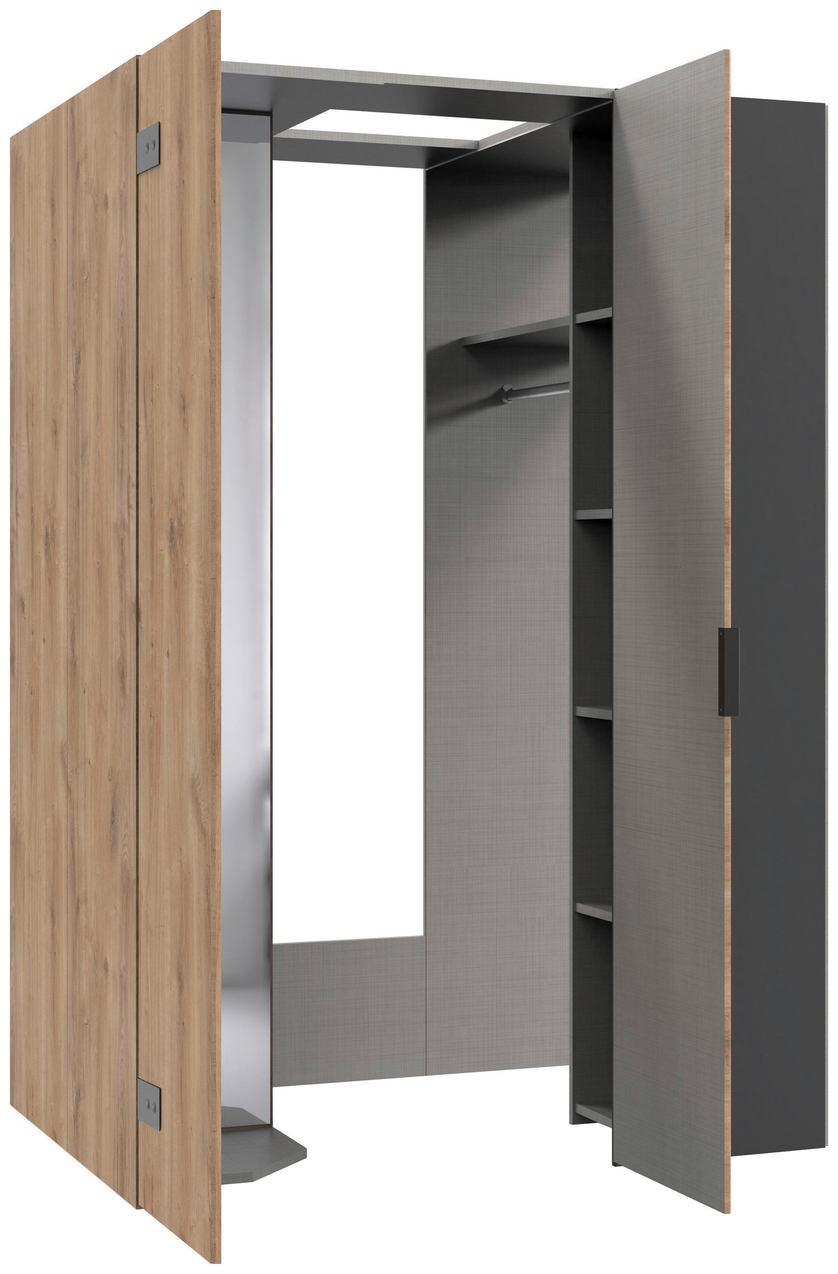 Thumbnail - Mid.you Eckkleiderschrank, Graphit, Eiche, Metall, 9 Fächer, 135.2x197x97 cm, BQ - Bündnis für Qualität, Made in Germany...