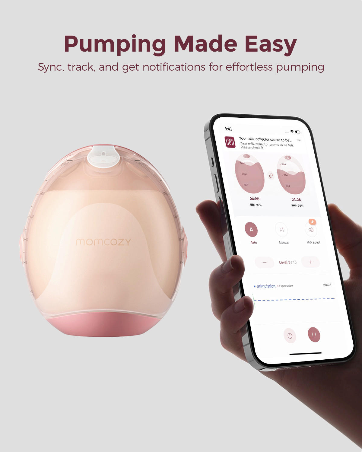 MILCHPUMPE   - Magenta, Basics, Kunststoff (24,1/14,7/29,2cm) - Momcozy
