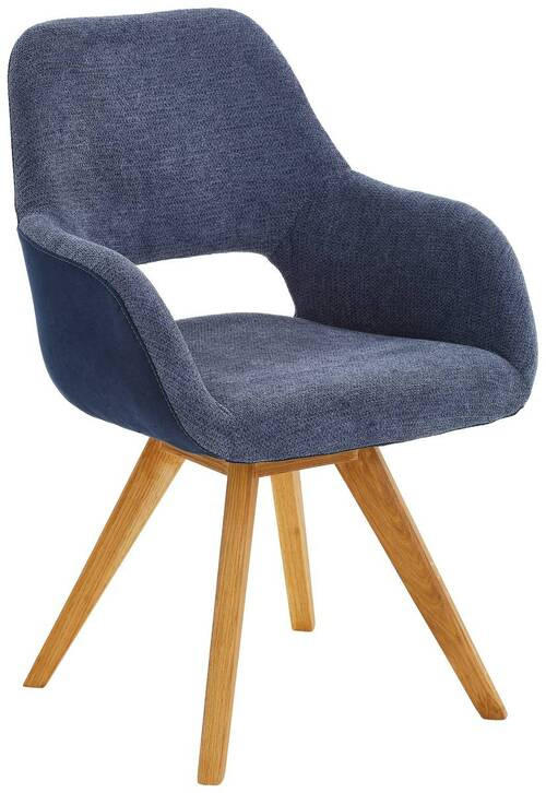 ARMLEHNSTUHL drehbar  in Flachgewebe, Mikrofaser  - Wildeiche/Blau, Design, Holz/Textil (56/86/64cm) - Lomoco