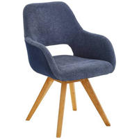 ARMLEHNSTUHL  in Flachgewebe, Mikrofaser  - Blau/Wildeiche, Design, Holz/Textil (56/86/64cm) - Lomoco
