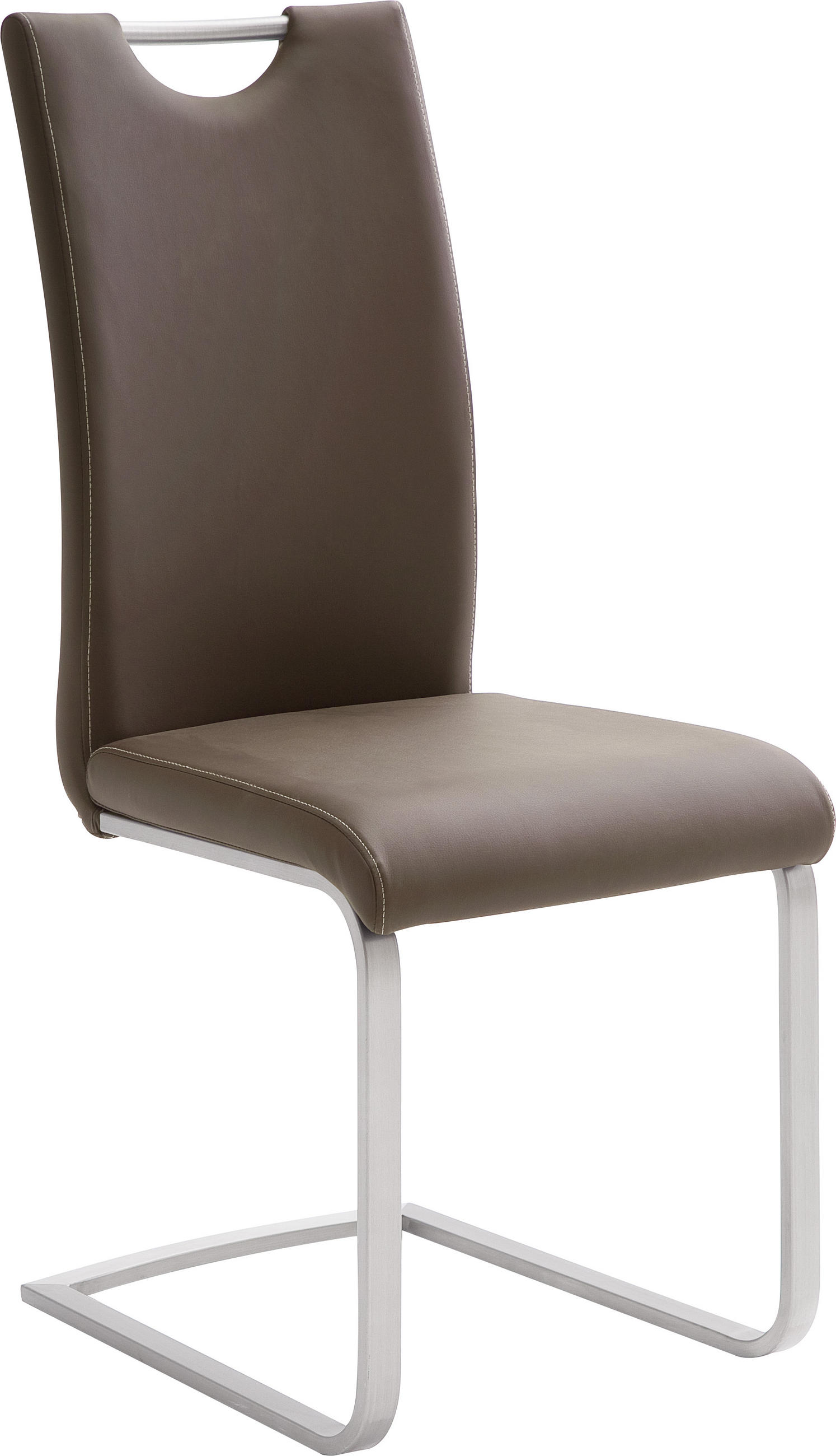 Schwingstuhl in Metall, Textil Braun, Edelstahlfarben