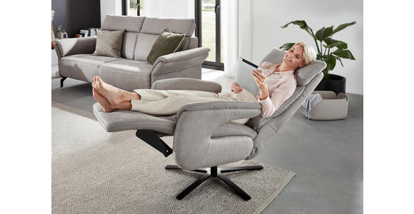 RELAXSESSEL in Textil Hellgrau  - Hellgrau/Schwarz, KONVENTIONELL, Textil/Metall (70/117/85cm) - Dieter Knoll