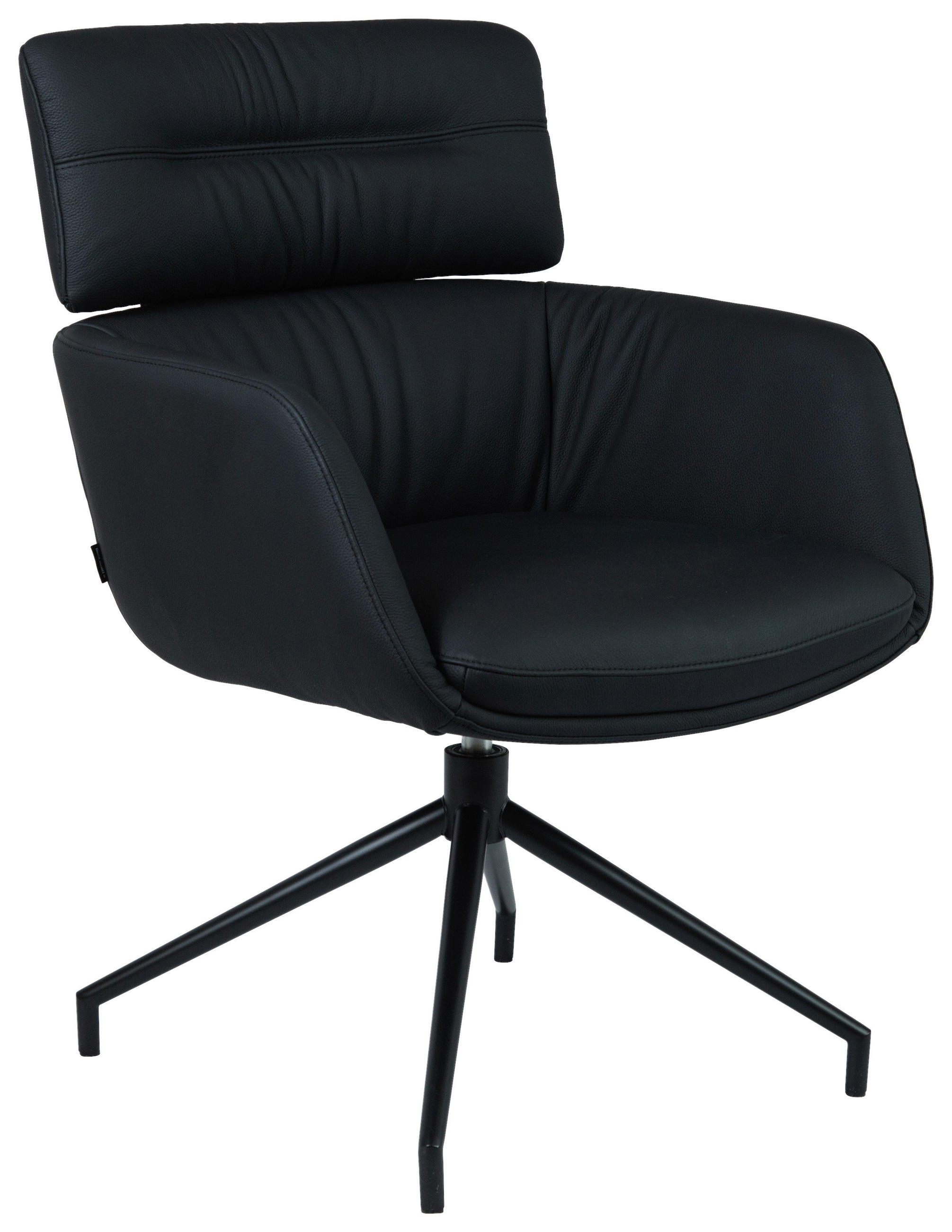 ARMLEHNSTUHL  Sitzfläche 360° drehbar, automatische Rückholfunktion  Echtleder  Schwarz  - Schwarz, Design, Leder/Metall (67/92/70cm) - Dieter Knoll