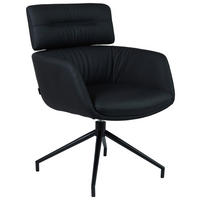 ARMLEHNSTUHL  Sitzfläche 360° drehbar, automatische Rückholfunktion  Echtleder  Schwarz  - Schwarz, Design, Leder/Metall (67/92/70cm) - Dieter Knoll