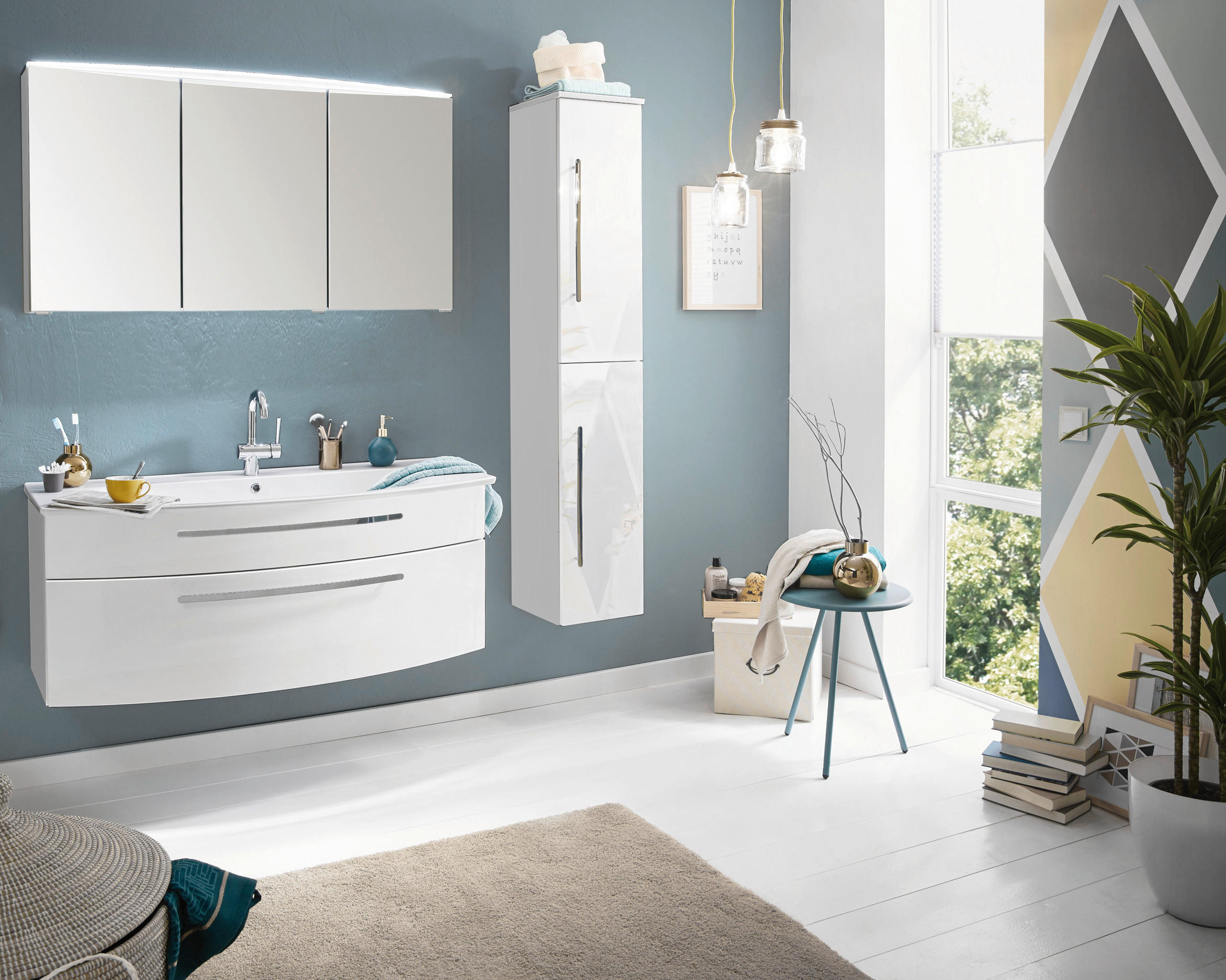 HÖGSKÅP  - vit/kromfärg, Modern, metall/trämaterial (30/161,6/30cm) - Novel