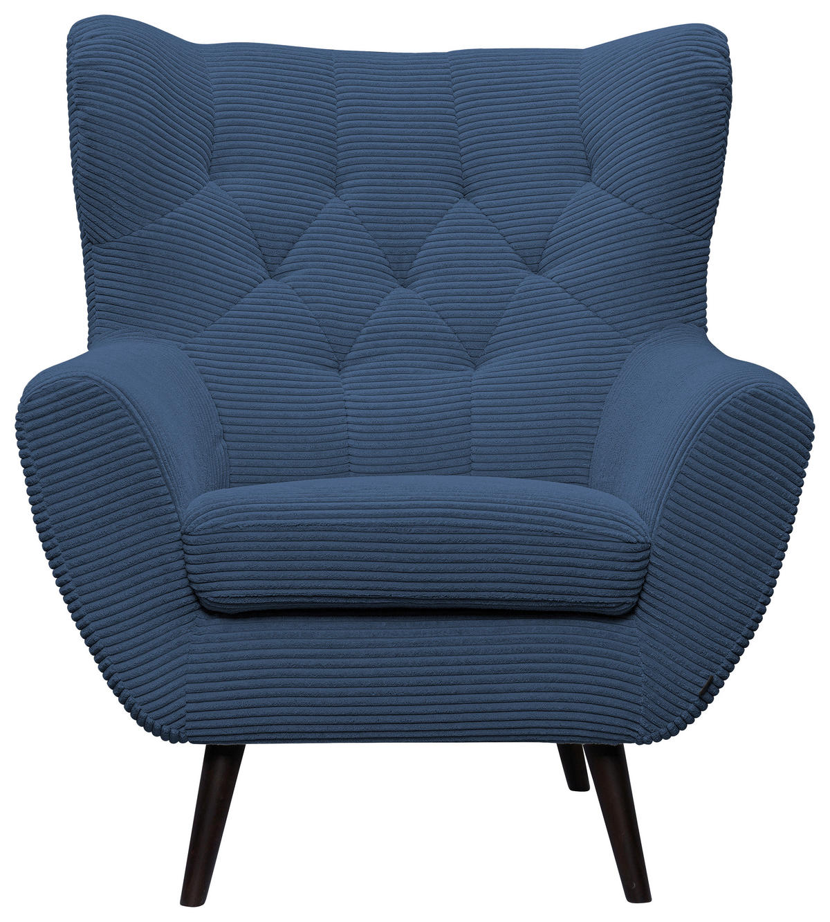 SESSEL in Cord Blau  - Blau/Schwarz, Design, Holz/Textil (87/101/95cm) - Stylife