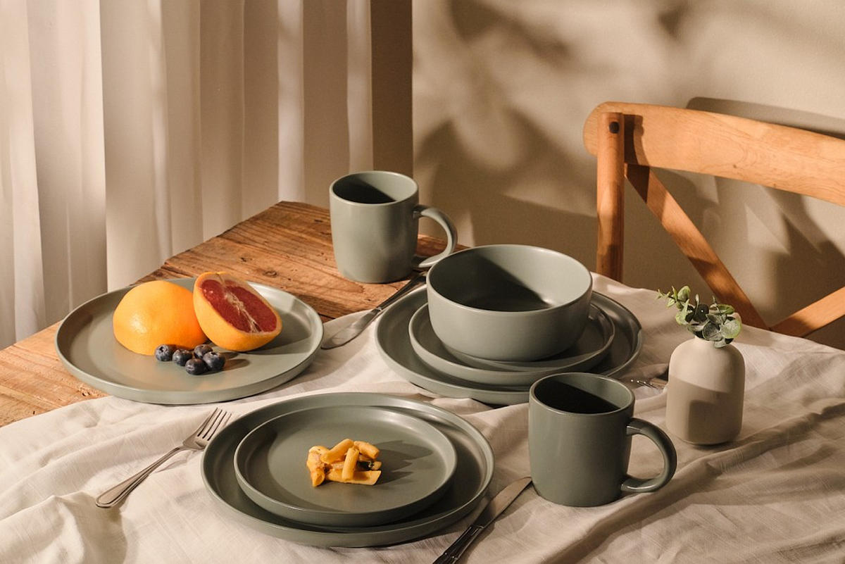 KOMBISERVICE Salerno 16-teilig  - Grün, Trend, Keramik - Novel