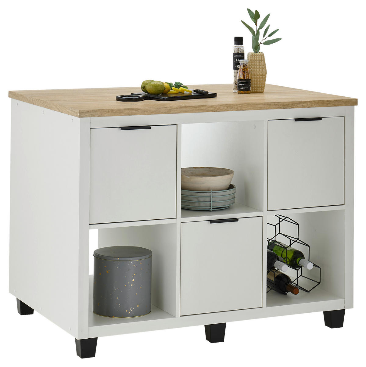 KUCHYNSKÝ OSTROVČEK - čierna/biela, Design, kompozitné drevo/plast (119/91/82cm) - MID.YOU