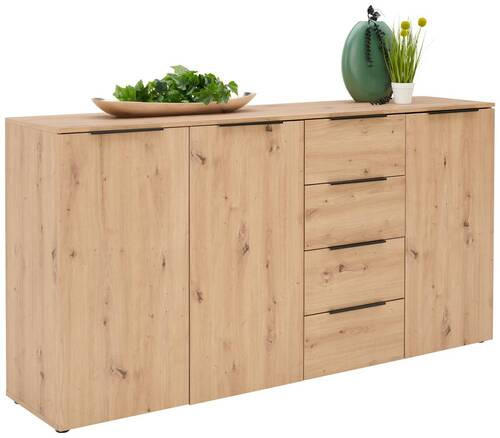 SIDEBOARD  in 181.5/92.9/42 cm  - Eichefarben/Schwarz, KONVENTIONELL, Holzwerkstoff/Metall (181.5/92.9/42cm) - Xora