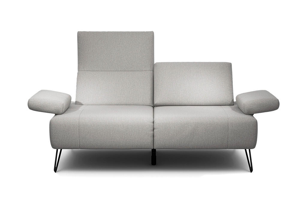 2-SITZER-SOFA Chenille Hellgrau  - Hellgrau/Schwarz, Design, Textil/Metall (164-194/85/86-94cm) - SENSOO