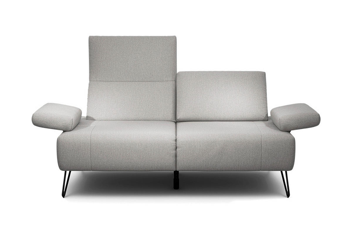 2-SITZER-SOFA Chenille Hellgrau  - Hellgrau/Schwarz, Design, Textil/Metall (164-194/85/86-94cm) - SENSOO