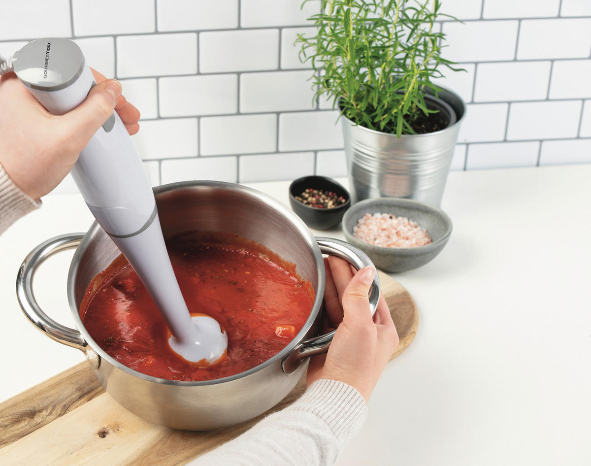 STABMIXER GOURMETmaxx  - Weiß/Grau, Basics, Kunststoff/Metall (6,5/6,5/37cm) - GOURMETMAXX